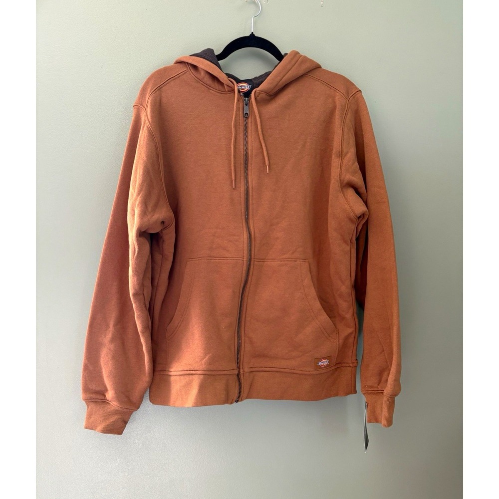 Dickies Men's M Brown Thermal Lined Full Zip Hooded Hoodie Logo Zipper NWT